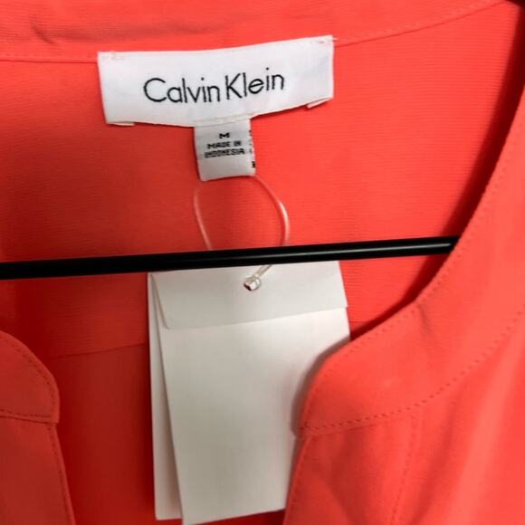 Calvin Klein Orange Women Long Sleeve Size Medium Top with Stains - Picture 6 of 9